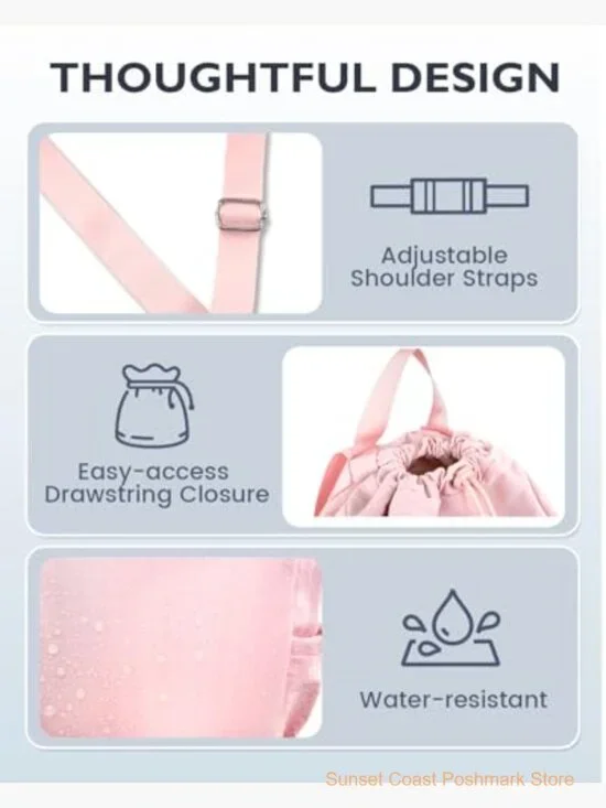 Drawstring Backpack Gym Bag with Shoe Compartment Wet Pocket - Picture 5 of 6